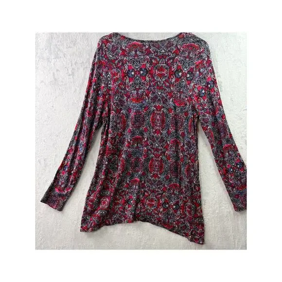 J. Jill Red Paisley Asymmetrical Tunic – Size M - Picture 2 of 6